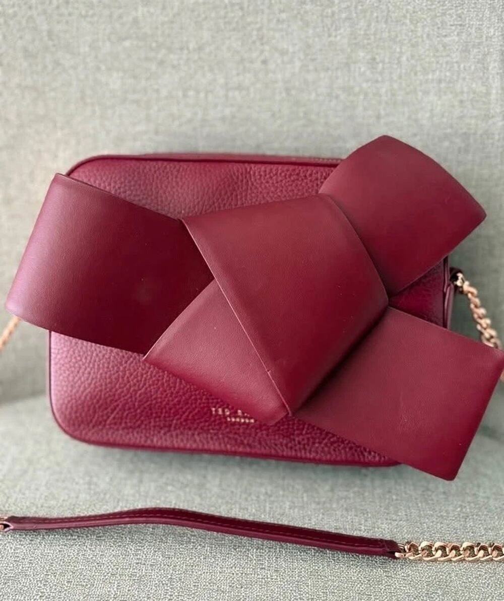 New Ted Baker London Bag Crossbody Giant Knot Leather Maroon